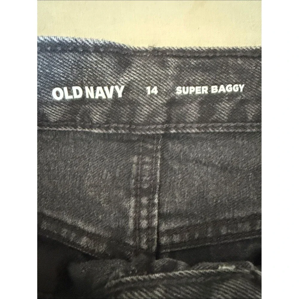 Old Navy Super Baggy Jeans Girls 14 Black Baggy Wide Leg Y2K NWT